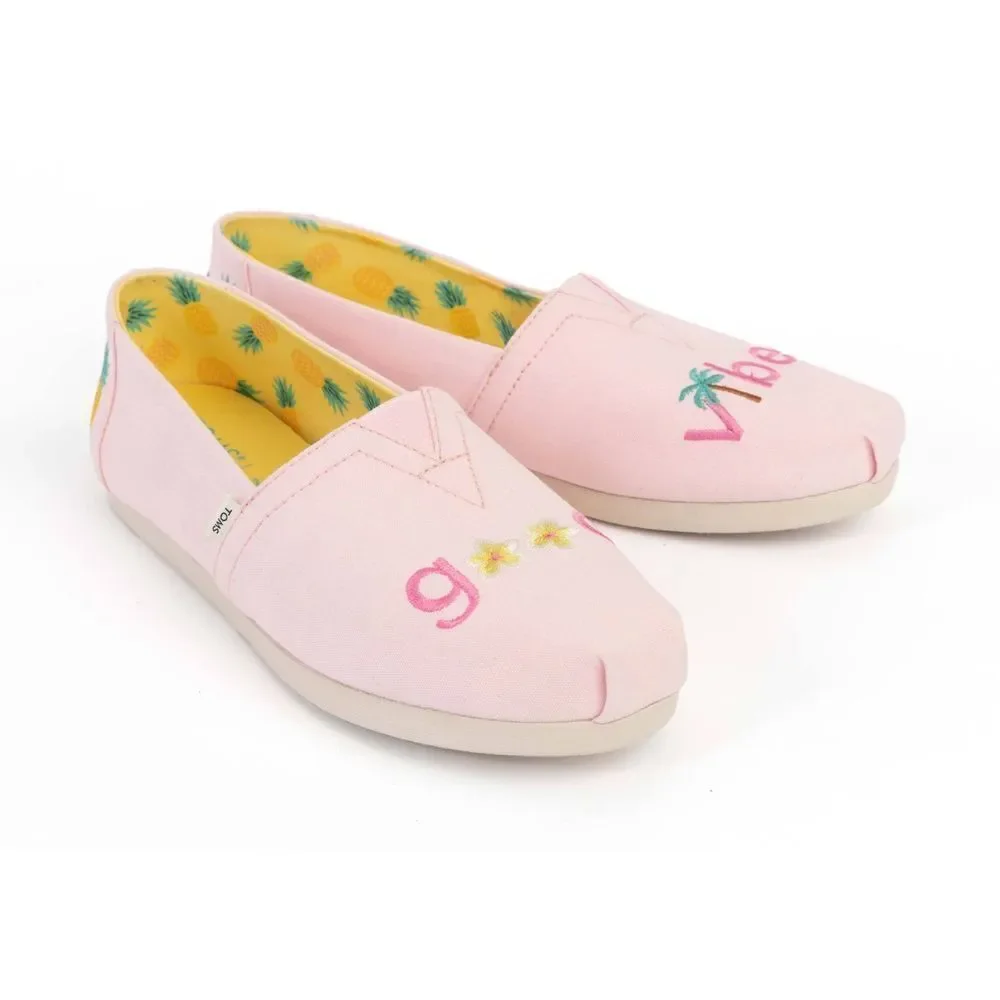 Toms Women's Alpargata Light Pink Good‎ Vibes Loafers Size 7.5